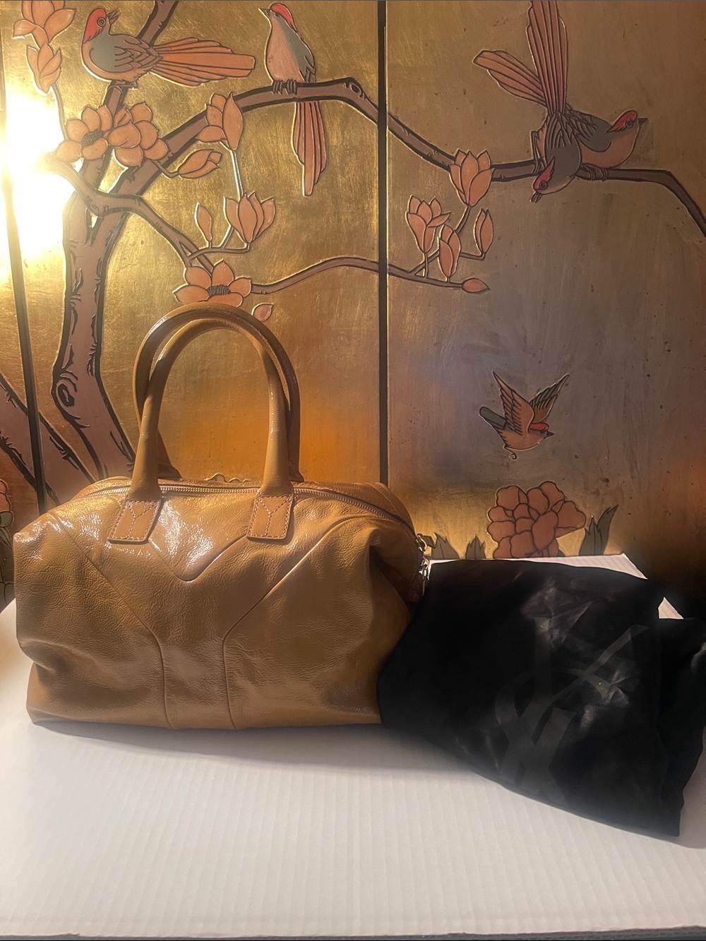 YSL Classic Tan Leather Bag in vintage excellent condition
